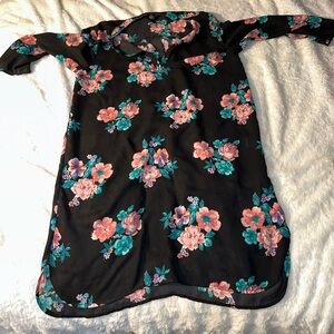 Black pink turquoise floral sheer tunic forever 21